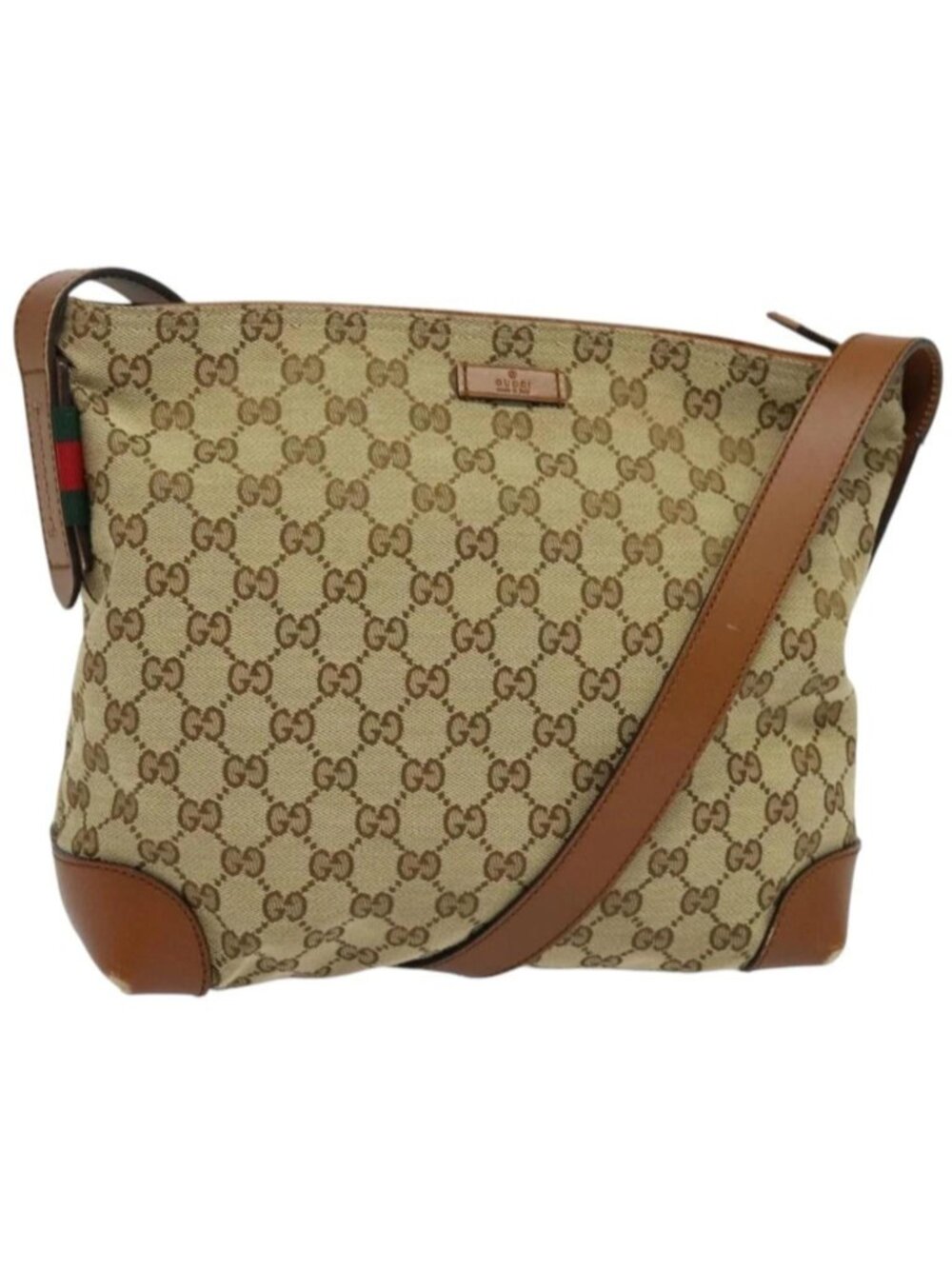 Authentic Gucci GG Supreme Monogram Brown Leather Crossbody/Messenger Bag - Picture 2 of 16